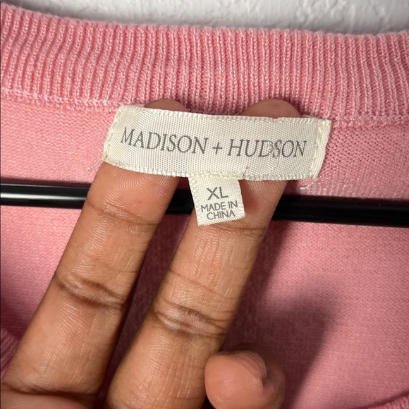 Madison + Hudson Pink Ruffled Women's Sweater Crew Neck Long Sleeve Sz XL Chic - Picture 3 of 10